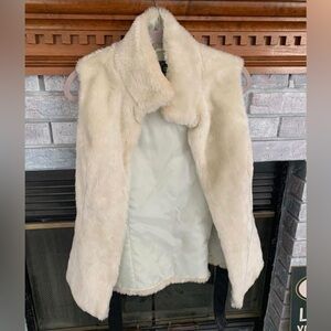 Women's Cream Faux Fur Vest